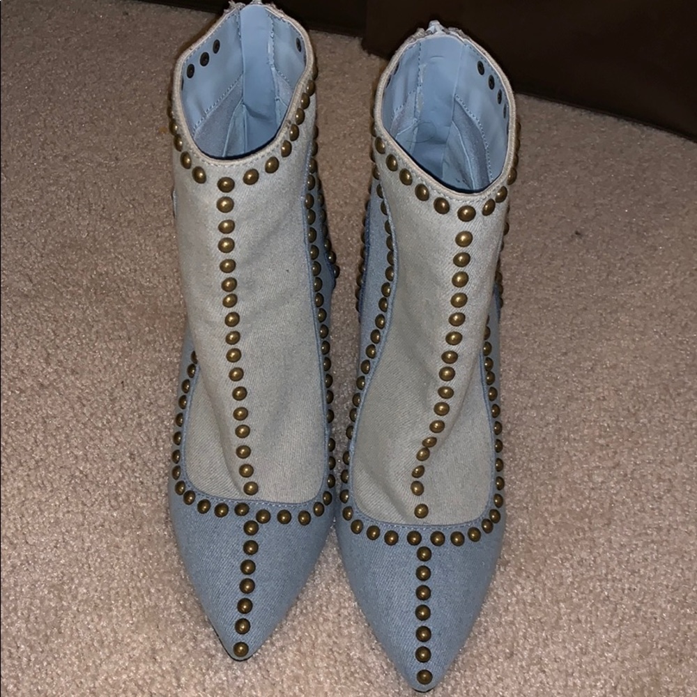 Patchwork Denim Booties